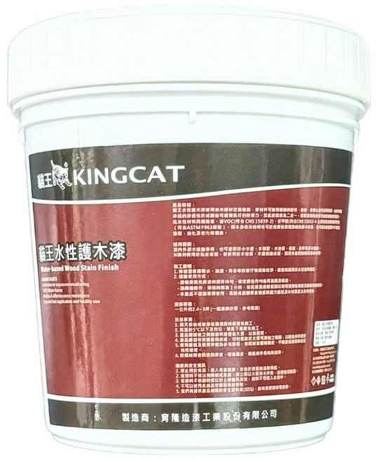 KINGCAT 貓王油漆 水性護木漆 HW-1600-106 黑胡桃 1L, 1桶