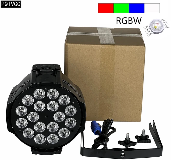 알루미늄 RGBWA UV 6 인 1 LED 파 라이트 DMX 색 무대 DJ 조명 장비 18x18w, 01 빠른, 01 EU PLUG, 01 RGBW 4in1