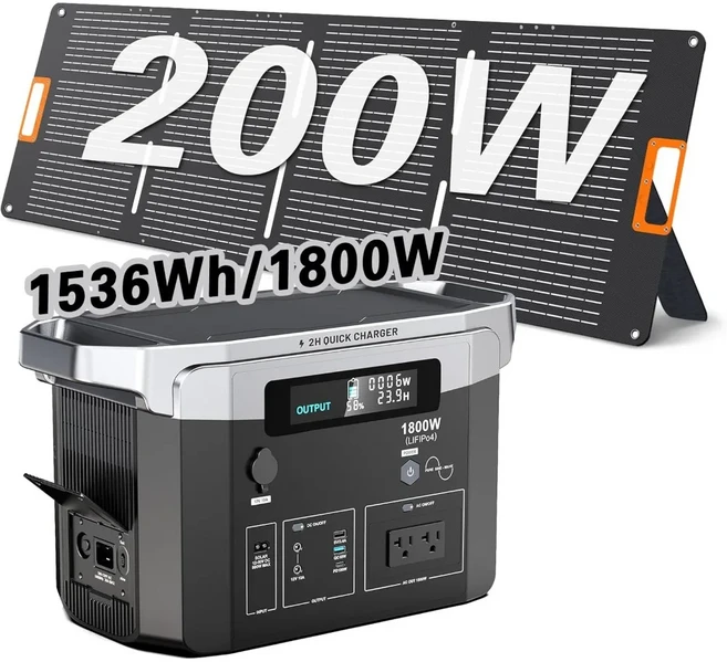 200W 태양광 패널 768Wh 태양광 발전기 듀얼 1000W 출력을 갖춘 휴대용 파워스테이션, 01 Black