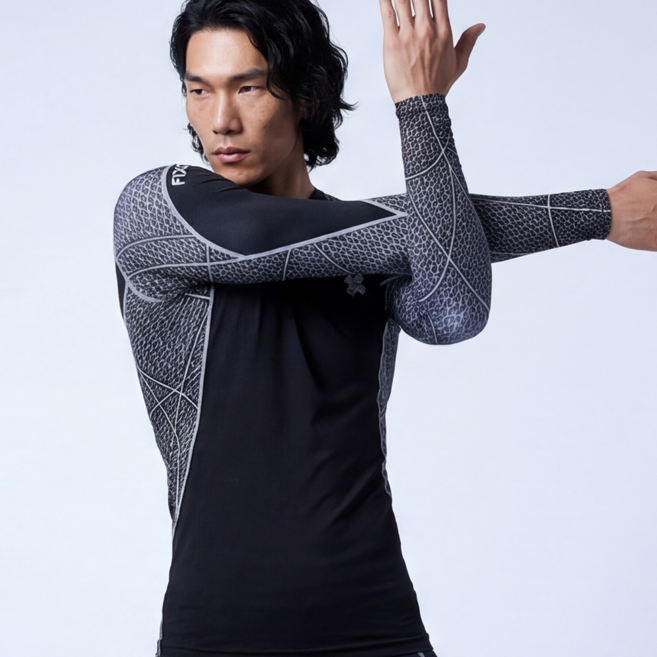 픽스기어 배색 컴프레션 언더레이어 스포츠웨어 래쉬가드 MMA 러닝 크로스핏 C3L-B70