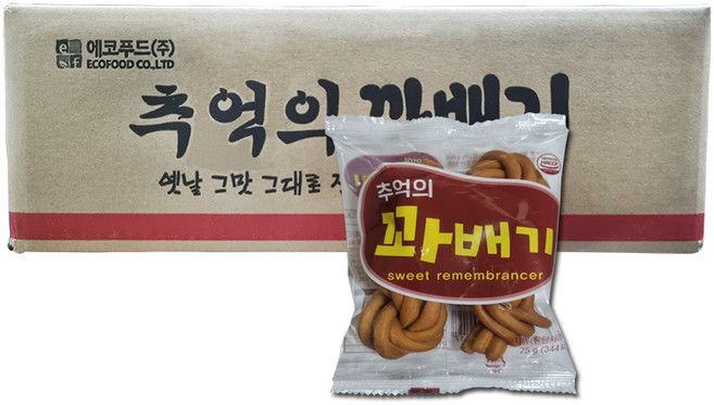 추억의 꽈배기 75g-30봉(1박스) 에코푸드 꽈배기과자, 75g, 30개