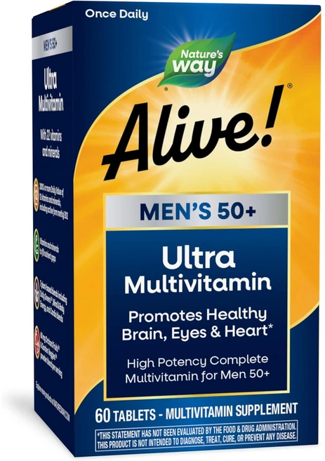 네이쳐스웨이 얼라이브! 원스 데일리 맨 50+ 멀티 비타민 타블렛, 60정, 1개 - 쿠팡
