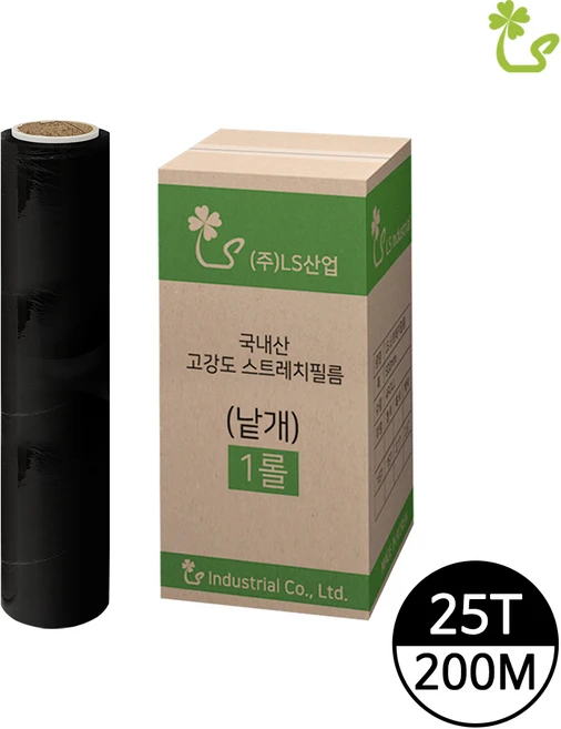 엘에스 국내산 컬러 스트레치필름 25mic x 500mm x 200M, 1롤, 흑색랩, 25T-200M - 쿠팡