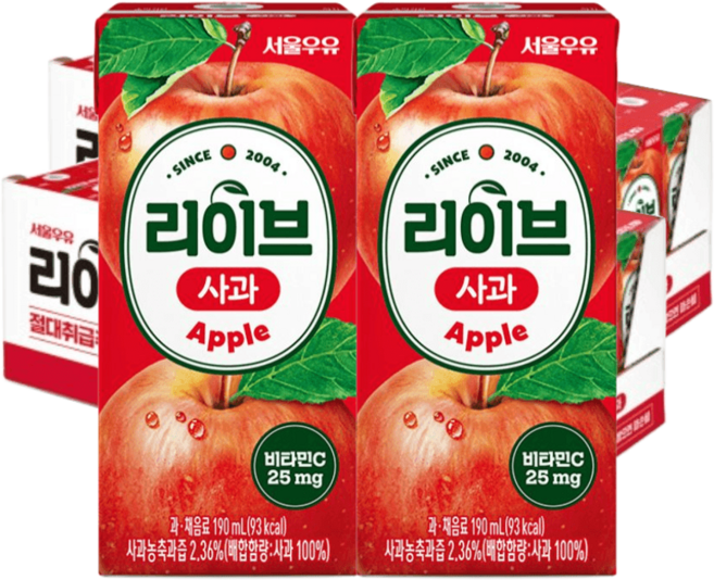 서울우유 리이브 사과 190ml 24입 2박스 48개