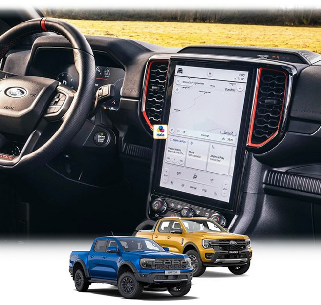 포드 레인저 와일드트랙 랩터 내비게이션 계기판 강화유리 액정보호 필름 3세대 4세대, 내비게이션 (12인치-강화유리필름), 뉴 레인저 랩터 (4세대: 23년~현재)