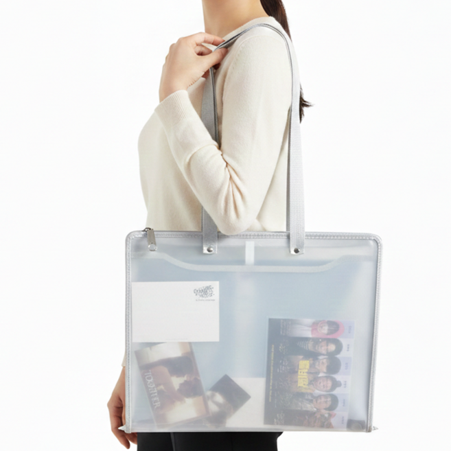 포클릿 대형 휴대용 영화포스터 파일가방, 1개, 퓨어화이트