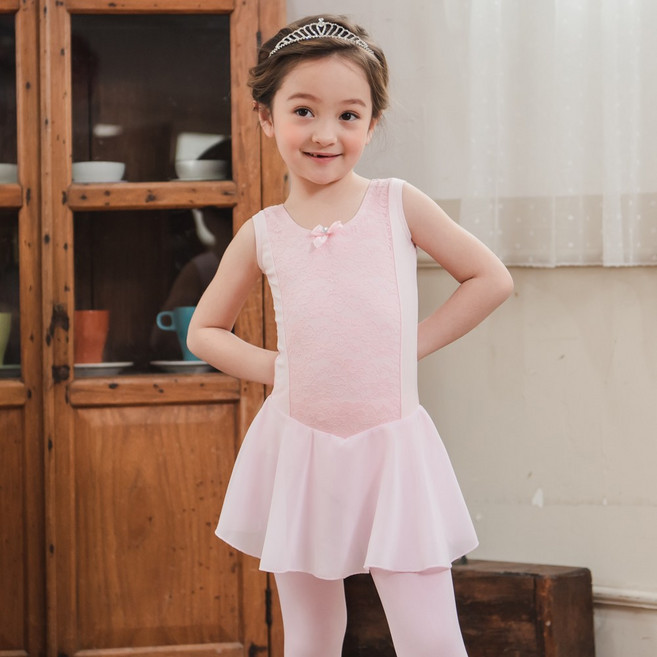 베베샤 여아 민소매 레이스 발레복 발레 스커트 일체형