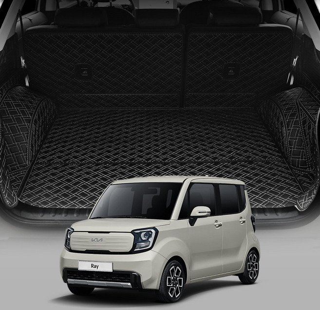 (증정 이벤트)디테일링 우븐블럭 트렁크매트 기아 더 뉴 레이 (EV호환 20년식~), 블랙 x 그레이, 레이 EV