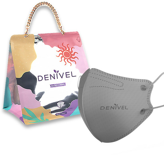 리빙투유 데니벨 에어쿨 여름용 KF94 컬러마스크 50매 도트백, 1개, KF94진한회색(50매)