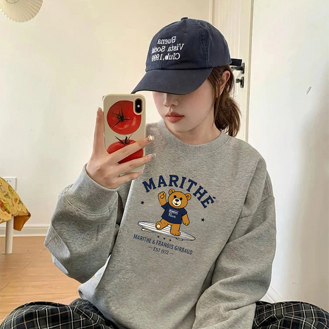 HOMASS 맨투맨 풀오버 맨투맨 라운드 귀여워요 세미 오버핏 상의 남녀공용 3컬러 M-5XL