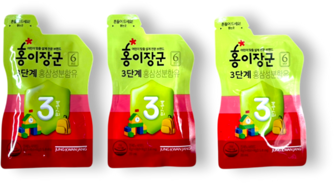 정관장 어린이 홍삼 홍이장군 3단계 파우치 최신 정품, 60개, 20ml