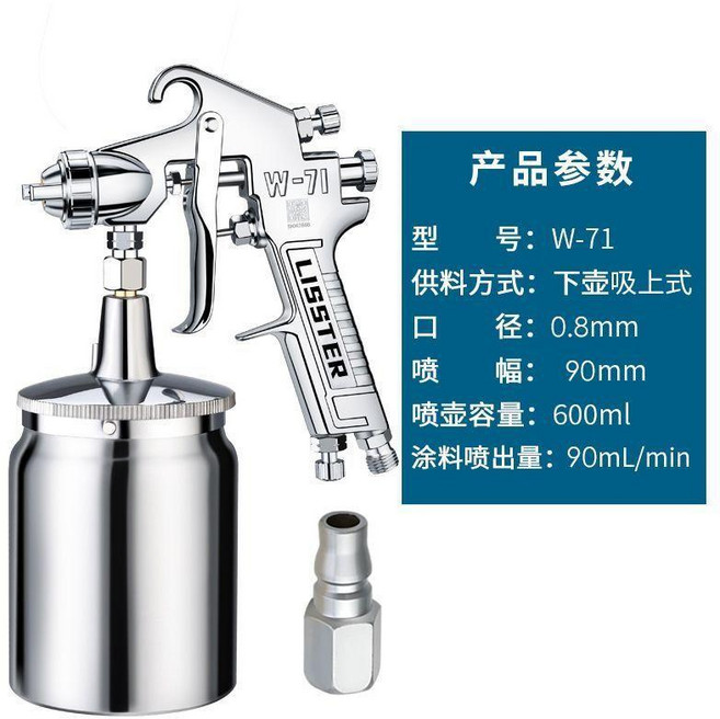噴槍甲醛噴槍汽車傢俱面漆高霧化噴槍噴漆槍 副廠商品, 1個, 原裝W-71下壺,1.8口徑