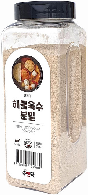 쿡앤딱 해물육수 분말 가루 국물요리 파우더 찌개 칼국수 우동 볶음밥 볶음면 국 탕 찜 다시 멸치다시, 1개, 700g