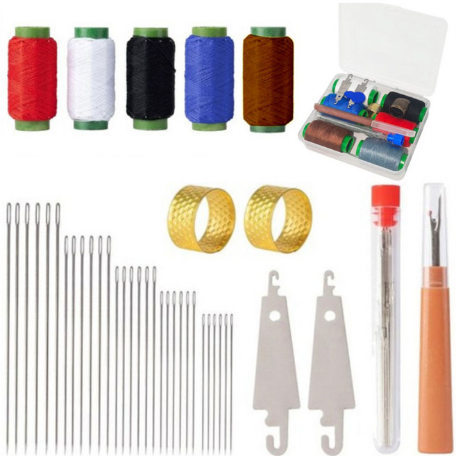 1세트=41개 의류재사용바늘세트 실 강철 바늘 세트 가정용 큰 바늘 구멍 재봉 도구 세트 가성비 36종 세트 가정용 실끼우개 셋트 사은품 랜덤 증정, 41개
