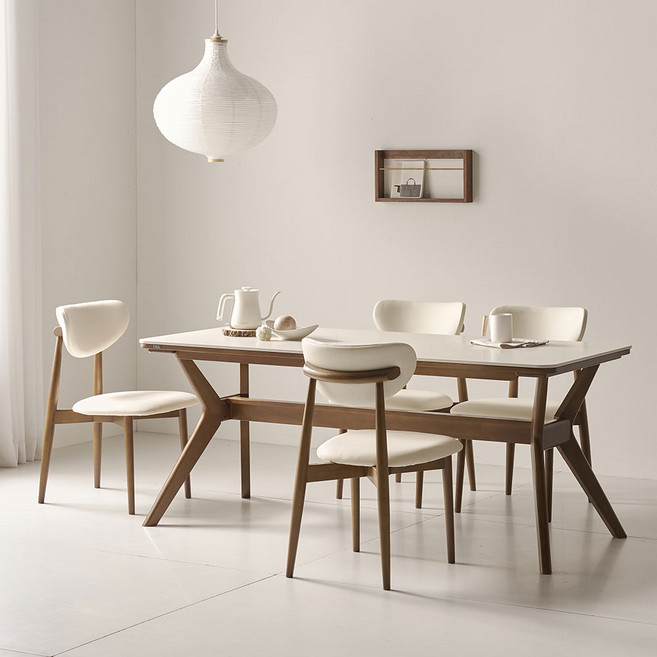 더끌림 모린 1800 포세린 세라믹 4인용 식탁+의자4 IKMR1B, 일반의자 4