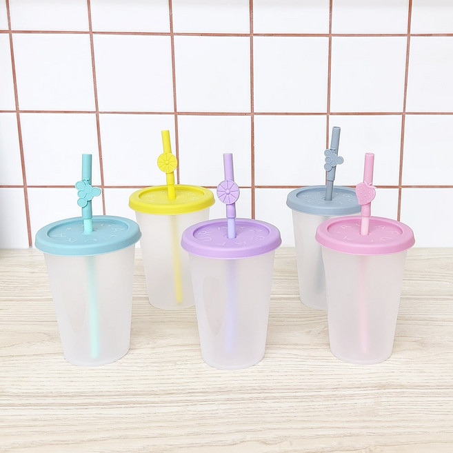 아가프라 심쿵빨대컵S 2P (실리콘빨대+과일탑포함) 400ml, F타입(퍼플+핑크), 1세트