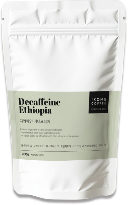 아이콩커피 디카페인 에티오피아 원두커피, 1개, 1kg, 홀빈(분쇄안함)