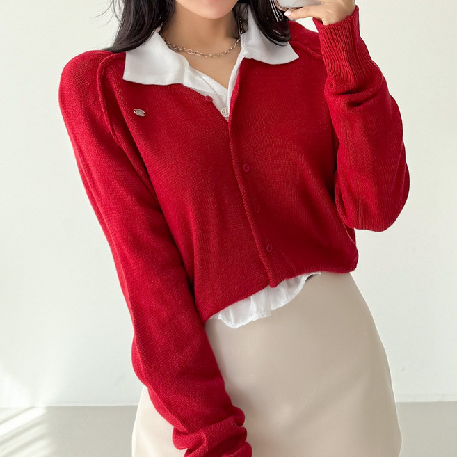 글램디브 뷰러머 크롭셔츠 시스루 긴팔 남방 AA0831
