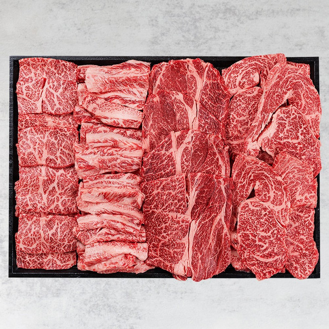 우마왕 한우 구이용 1++ 투뿔 소고기 모듬 세트, 800g, 1개, 등심+꽃등심+갈비+살치