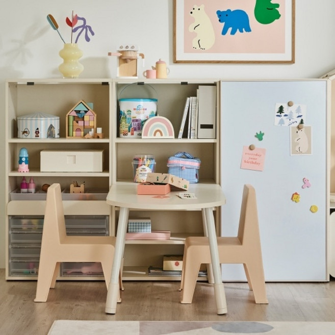 한샘 샘키즈 교구장세트 자석보드형 1800 + 책상의자세트 높이조절형 1000, A크림화이트(A)