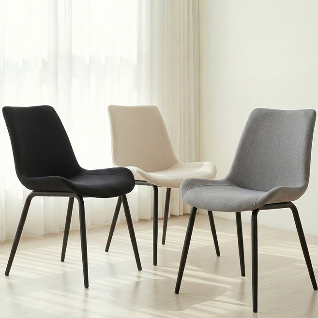 센소 패브릭 다이닝 체어 1인용 인테리어 디자인 업소용 모던 인테리어 카페 테이블의자, 블랙, 1개