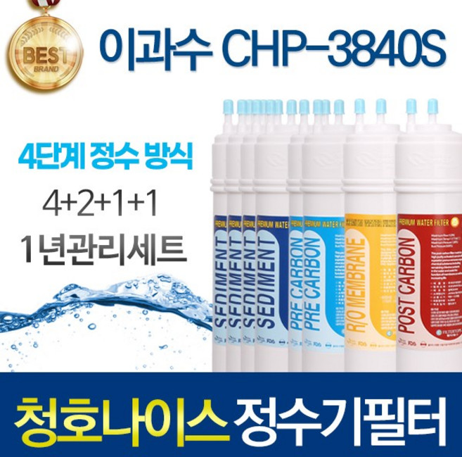 청호나이스 이과수 CHP-3840S 4단계 고품질 정수기 필터 호환 전체세트, 선택02_1년관리세트(4+2+1+1=8개), 1개