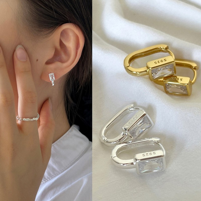 S925 트윙클 원터치 은귀걸이 링귀걸이
