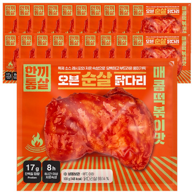 한끼통살 오븐 순살 닭다리 매콤떡볶이맛 20개입, 20개, 100g