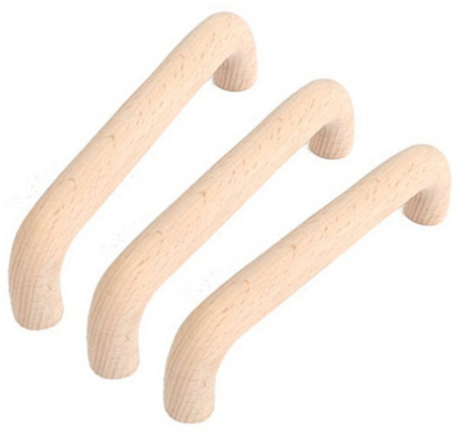 둑디크손잡이 ㄷ자 원목 우드 나무 문고리 나사간격 128mm, 3개
