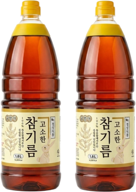 [금방아] 진하고 향이 고소한 대용량 참기름, 2개, 1.8L