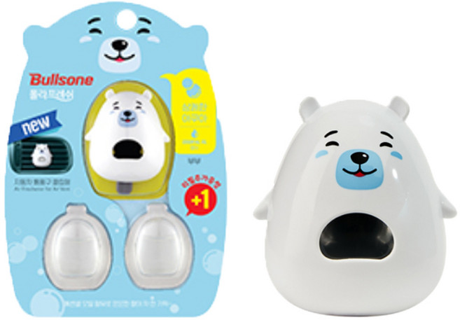 불스원 폴라패밀리 통풍구 방향제 북극곰 부부 아쿠아향 클립형, 1세트