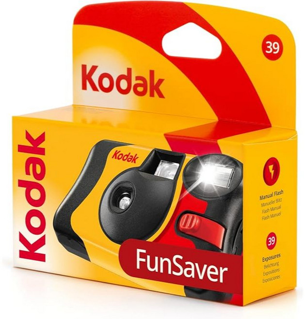 Kodak FunSaver 27張/39張 一次性傻瓜相機, 新版funsaver 39張（可閃光燈）, 1個, funsaver, 可閃光燈