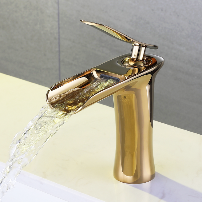 준앤코 BF11 원홀 폭포수 세면대 수전 욕실 탑볼 수도꼭지, 표준형(S) 골드(G), 1개