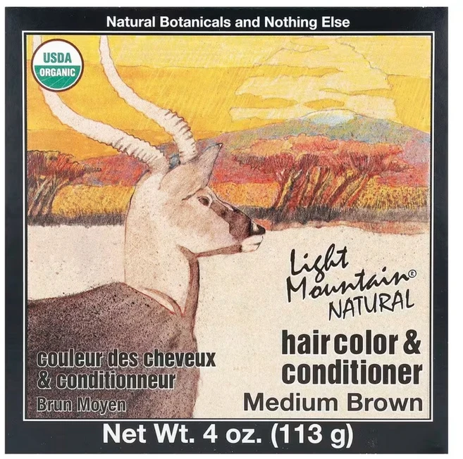 유기농 천연 헤나 염색 키트 컬러 컨디셔너 미디엄 브라운 라이트마운틴 [미국], 1개 - 쿠팡