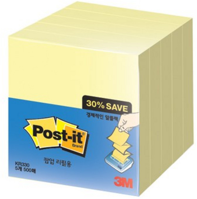 [3M] 포스트잇 알뜰팩 KR330-5 (76 x 76 mm) 500매 팝업리필용