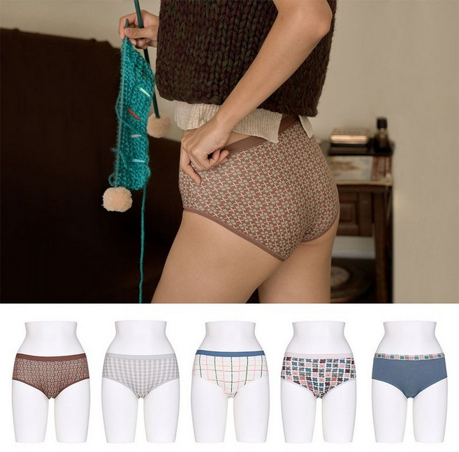 라페어집주인 취향 블루 인견 나염팬티 5종 LLMEA313-MT 210096