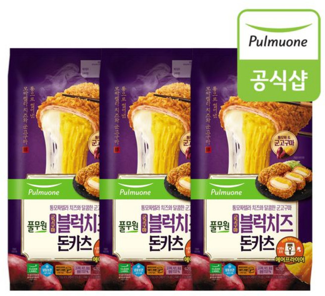 풀무원 군고구마 블럭치즈 돈카츠 420g x 3봉, 개당 중량, 1개