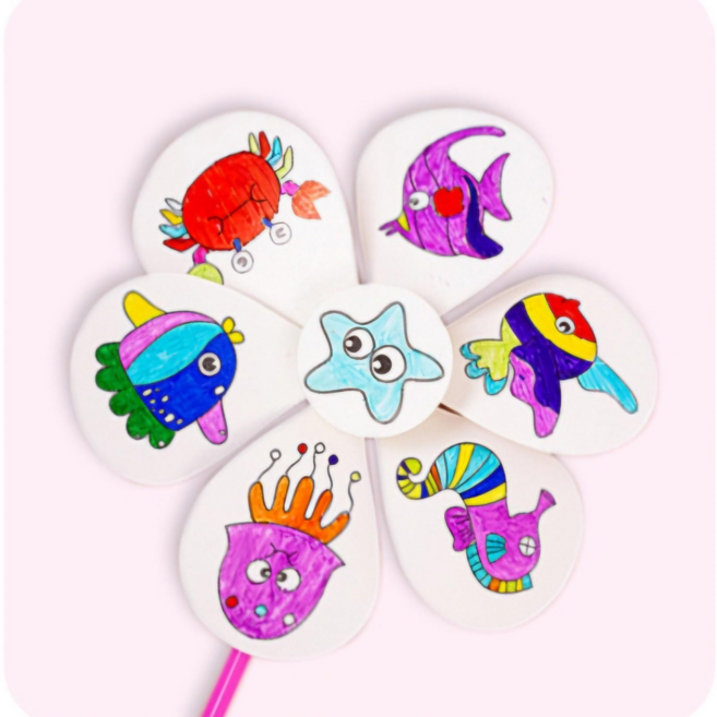 지지워크 DIY 종이 바람개비 만들기 5종, 20개, 04.바다생물