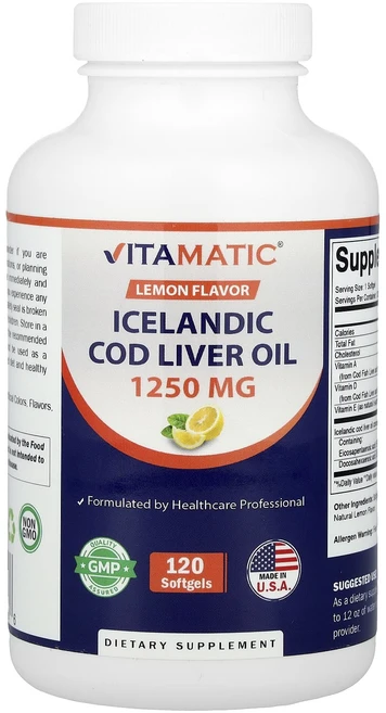 새해 첫좋은선물 Vitamatic 아이슬란드 대구 간유 레몬 소프트젤 120정 제대로 할인합니다, Vitamatic아이슬란드대구간유레몬소프트젤120정, 1개 - 쿠팡