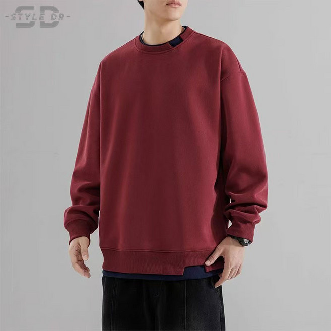 스타일닥터 남녀공용 오버핏 라운드 맨투맨 빅사이즈 데일리 티 커플 라운드 롱 티셔츠