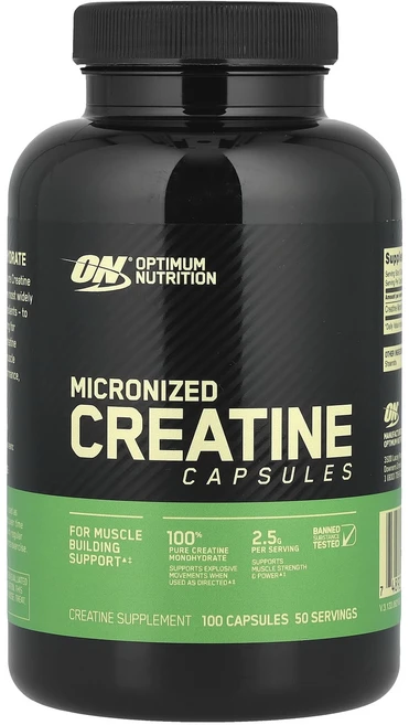 Optimum Nutrition 미분화 크레아틴 캡슐 2.5g 캡슐 100정(캡슐당 1.25g), OptimumNutrition미분화크레아틴캡슐25g캡슐, 1개, 100정 - 쿠팡