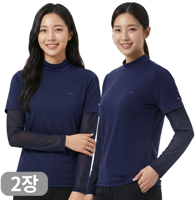 디퍼디 여성 프리미엄 냉감 반목 쿨티 쿨토시 일체형 티셔츠 스포츠 골프웨어 등산 작업복 2장세트