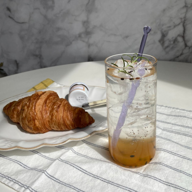 일자 내열 유리컵 550ML 홈카페 유리잔 아이스잔 하이볼잔, 4개