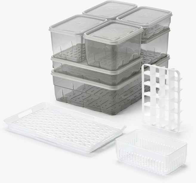 땡스소윤 냉동용기 입문세트 10P, 투명그레이