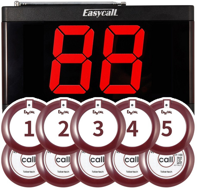 이지콜 호출벨 + 수신기 세트 (번호표제공) 밀키와인색상, 1-1. EY-2001수신기 + 호출벨 3개(밀키), 1개