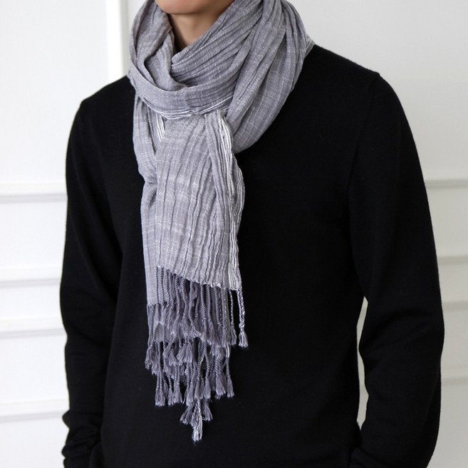 [폴엔나나/우디] 가볍고 부드러운 남자 머플러 빈티지 남성 긴 롱 목도리 코튼 면 가을 겨울 봄 간절기 선물 추천