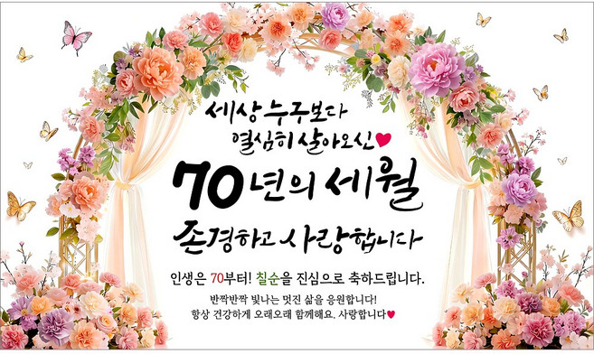 해피파티 칠순현수막 70년의세월 6종, 70년의세월-4