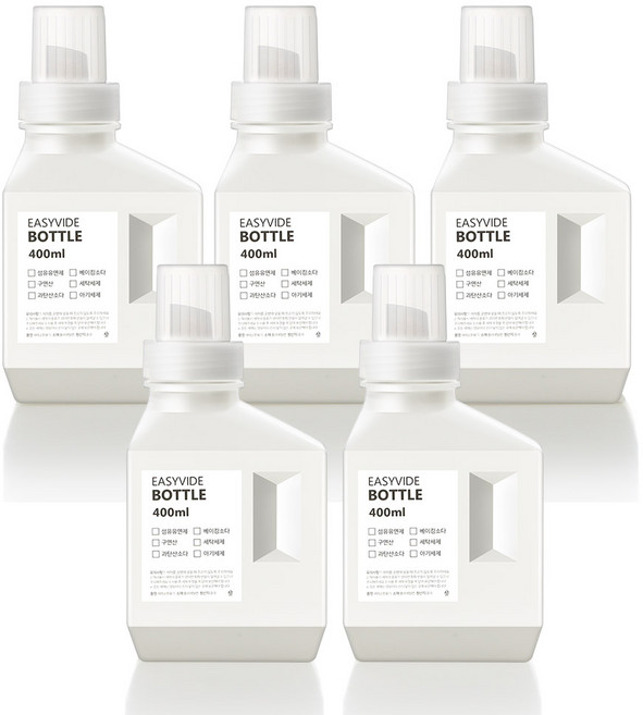 꿈꾸는 키친 세탁 세제 소분 용기 5P + 방수 라벨지 5P, 1세트, 화이트