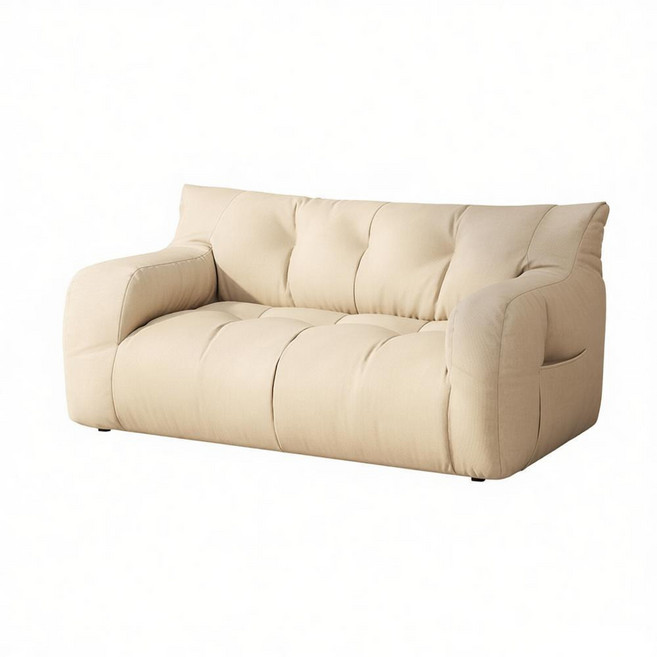 IPSKY 125公分雙人布藝沙發 - 懶人沙發 奶油風 小戶型客廳臥室適用, 白色【雙人位125公分】, 白色