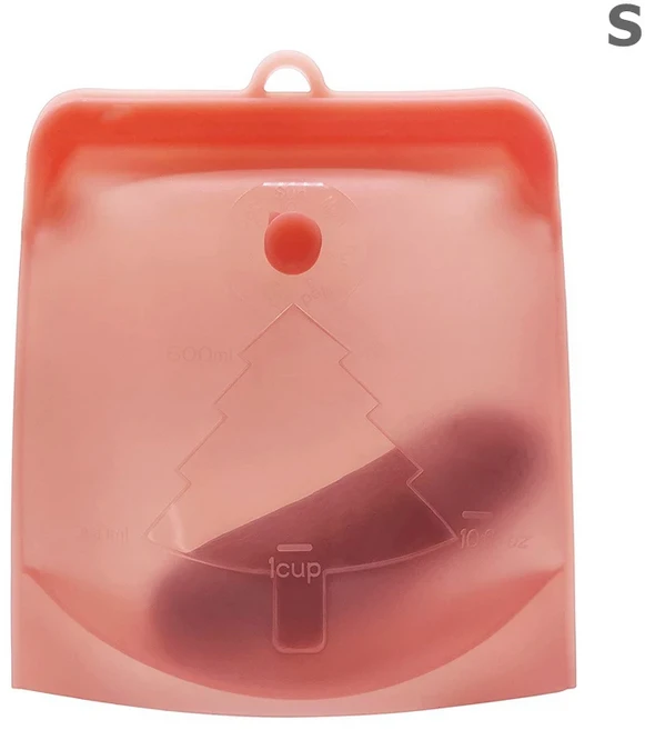 실리콘 자체 밀봉 신선 유지 가방 가정용 냉장고 냄새 방지 봉인 된 간편한 빨 가방 식품 등급 난방 보관, Red 500ml, 1pcs, 1개, 1개